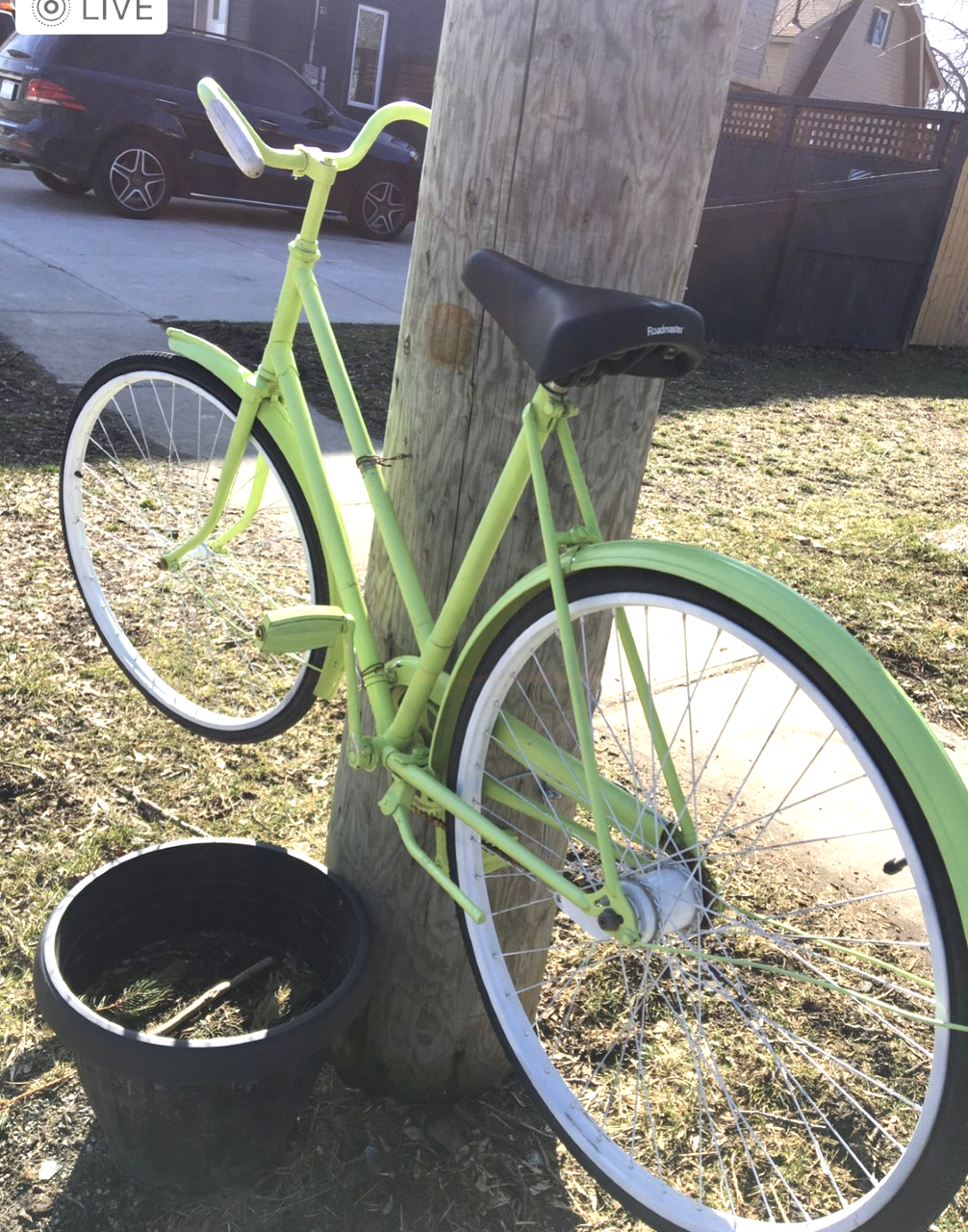 Cyclist on a sunny street in Crystal Beach town